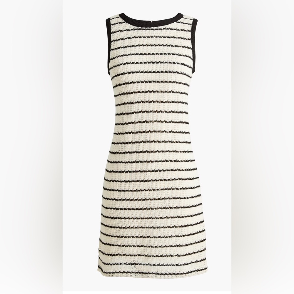 J Crew Textured Stripe Shift Dress Cream Black Knit Large - Picture 3 of 13